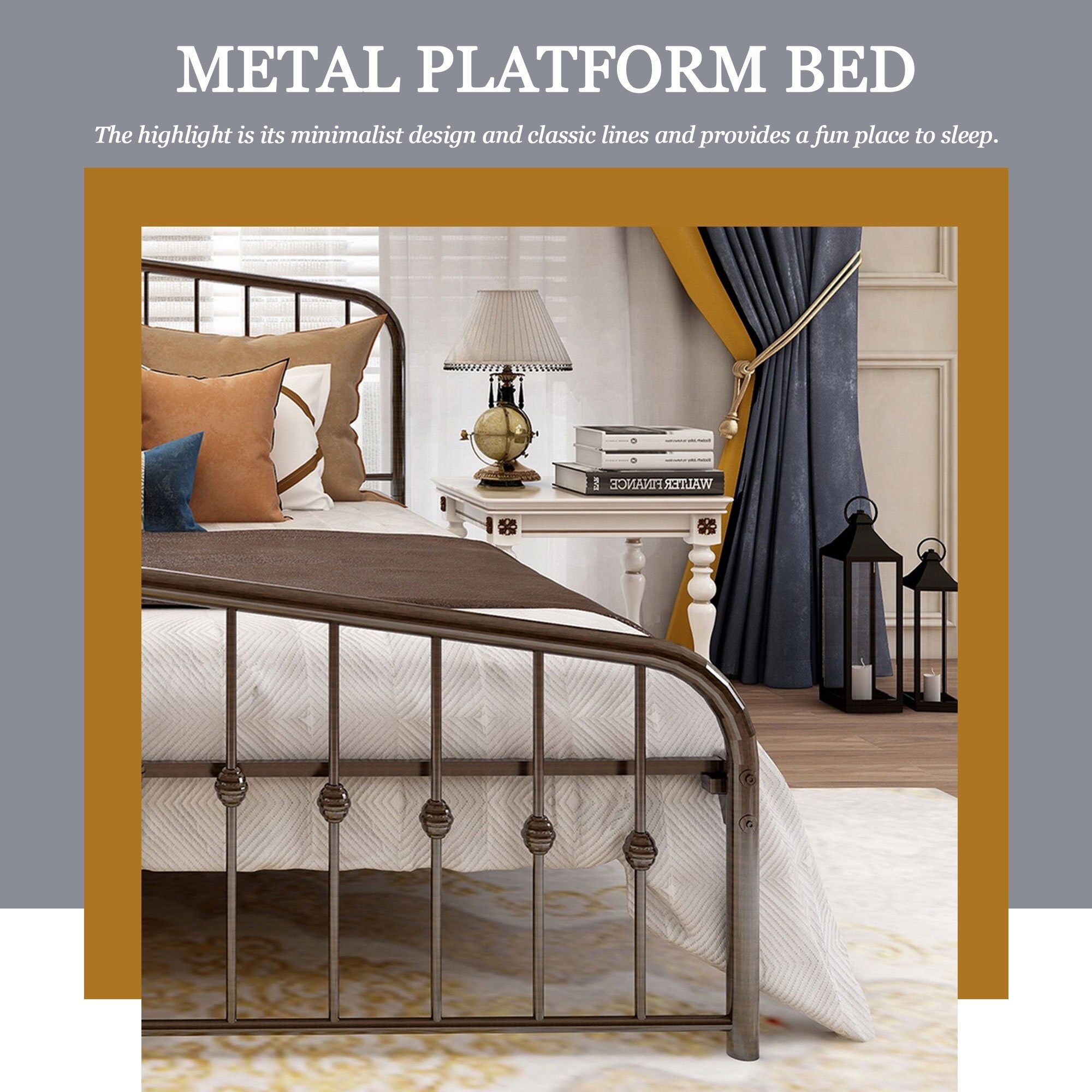 Aufank metal bed frame discount