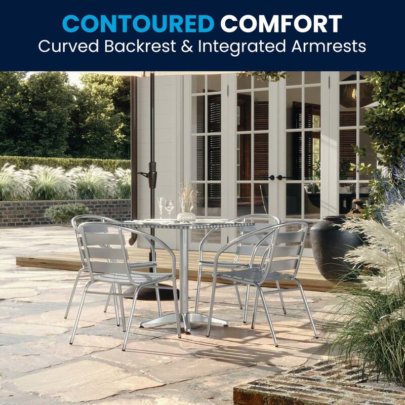 27.5" Square Aluminum Indoor-Outdoor Table Set
