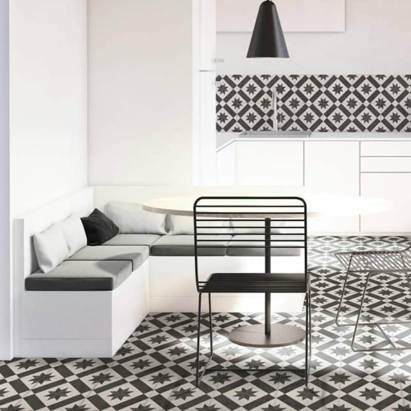 Astral 10x10 Grey Star Matte Geometric Porcelain Tile - Floor, Wall, Backsplash