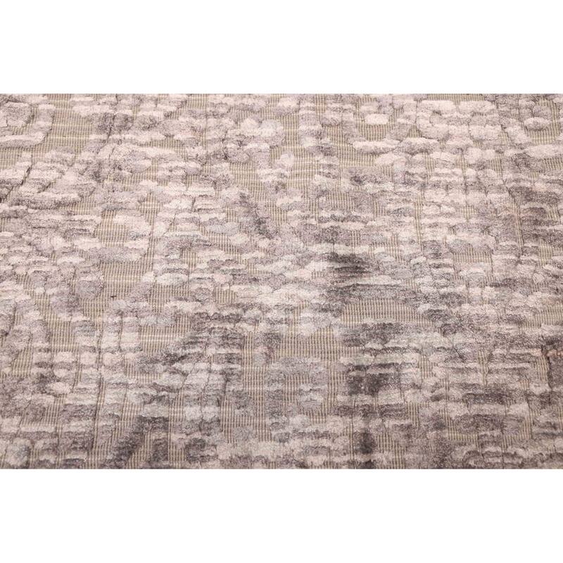 ECARPETGALLERY Hand Loomed Elysian Grey Viscose, Wool Rug - 7'11 x 10'1