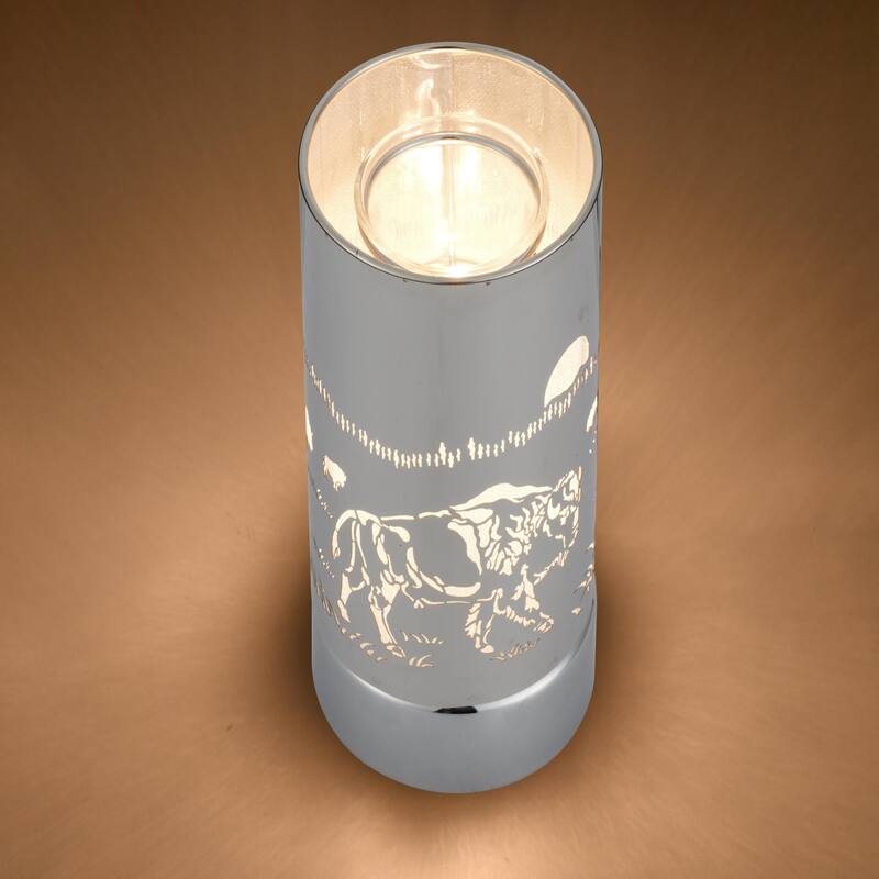 7" Touch lamp/Oil burner/Wax warmer-Silver Bison - 3.75*3.75*7