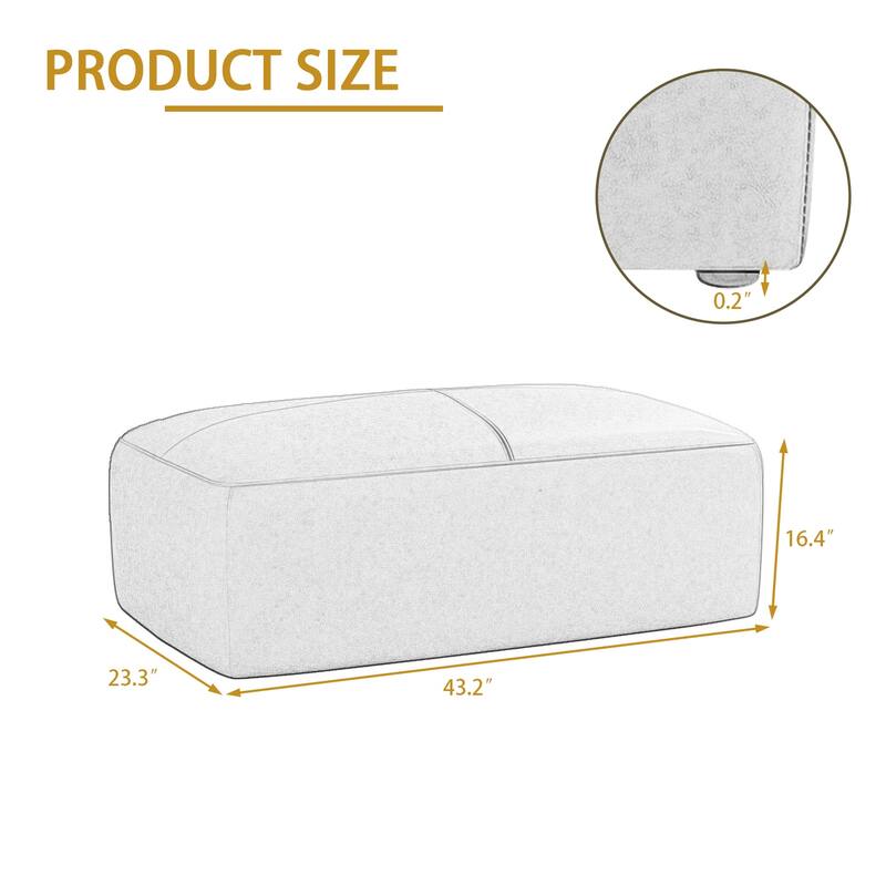 Genuine Leather Ottoman, 43" Upholstered Bench for Living Room and Bedroom