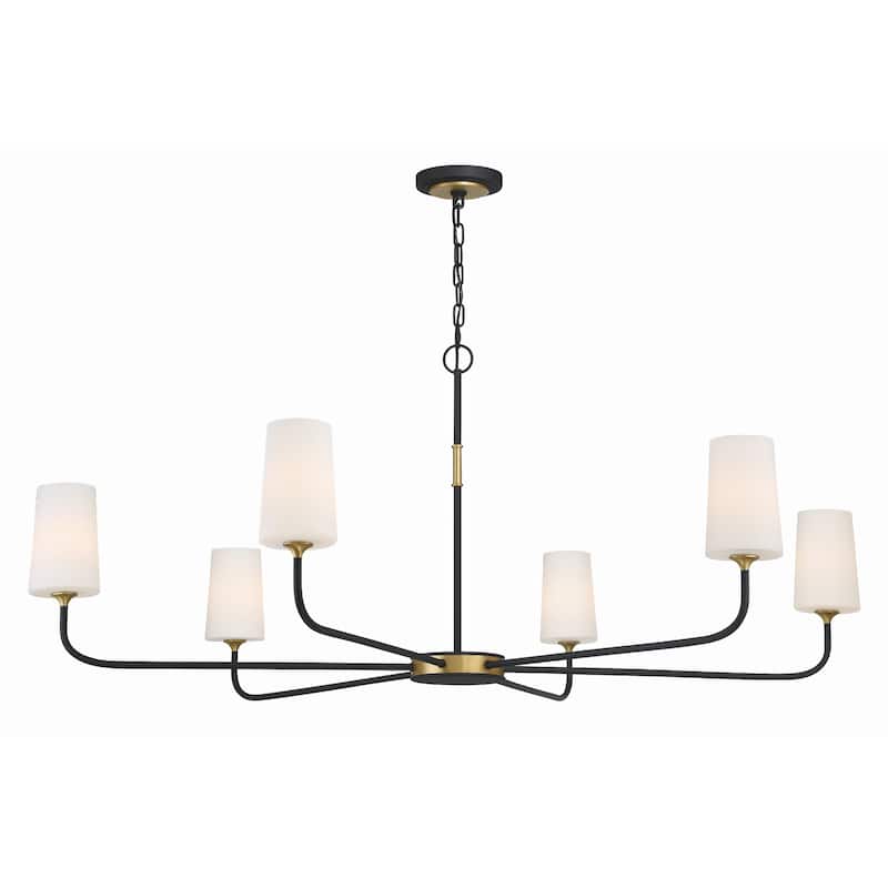Niles 6 Light Black Forged & Modern Gold Chandelier - 54"W x 22.25"H - 54"W x 22.25"H