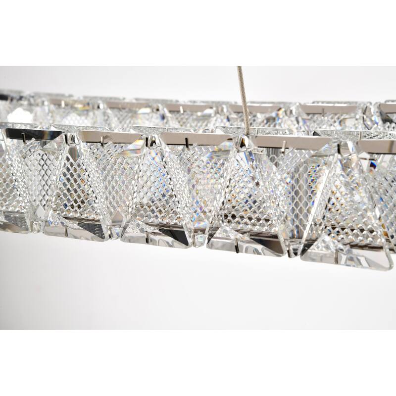 Asher LED 36 Inch Oval Pendant Polished Nickel Finish K9 Crystal - Polished Nickel