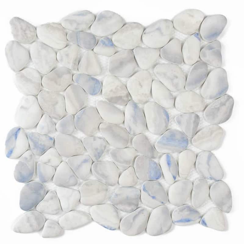 Huron Rock 12x12 Matte Glass Pebble Mosaic Tile - Floor, Wall, Backsplash