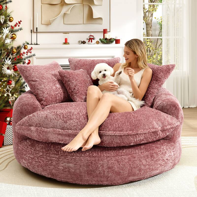 Rossetta Oversized Round Polyester Foam Chair with Pillows