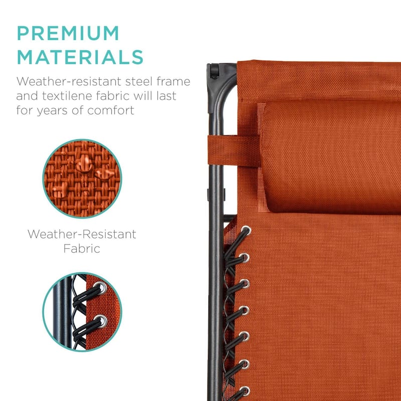 Steel Zero Gravity Outdoor Folding Reclining Patio Lounge Chair - 34 L x 27 W x 49 H (inches)