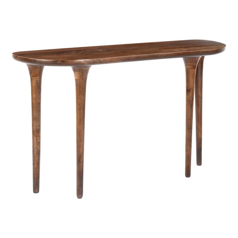 HomeRoots 48" Brown Solid Wood Half Circle Console Table - 48.00 in. x 29.90 in. x 16.00 in.