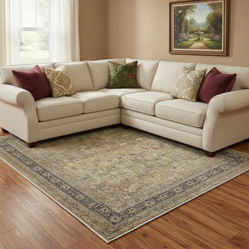 HomeRoots Floral Medallion Traditional Rectangle Area Rug - 8' X 10'