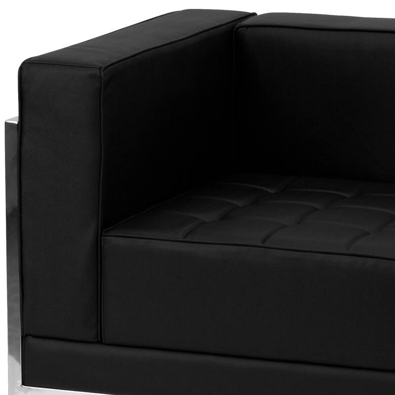 9 Piece LeatherSoft Modular Sectional Configuration - Stainless Steel Legs - 140.5"W x 28.75" - 140.5"D x 27.5"H