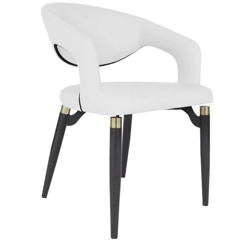 Entice Dining Chairs Upholstered Leather with Iron Legs Modern Accent Arm Chairs - White