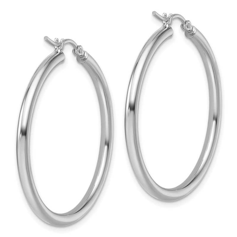 Curata 14k White Gold Polished Lightweight Tube Hoop Earrings - 36x37mm