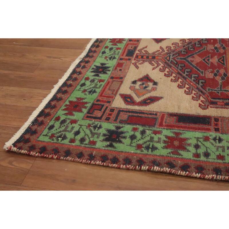 Hand Knotted Oriental 100% Wool Carpet Traditional Tribal Beige & Ivories Ardebil Runner Rug - 10' 5'' X 3' 1''