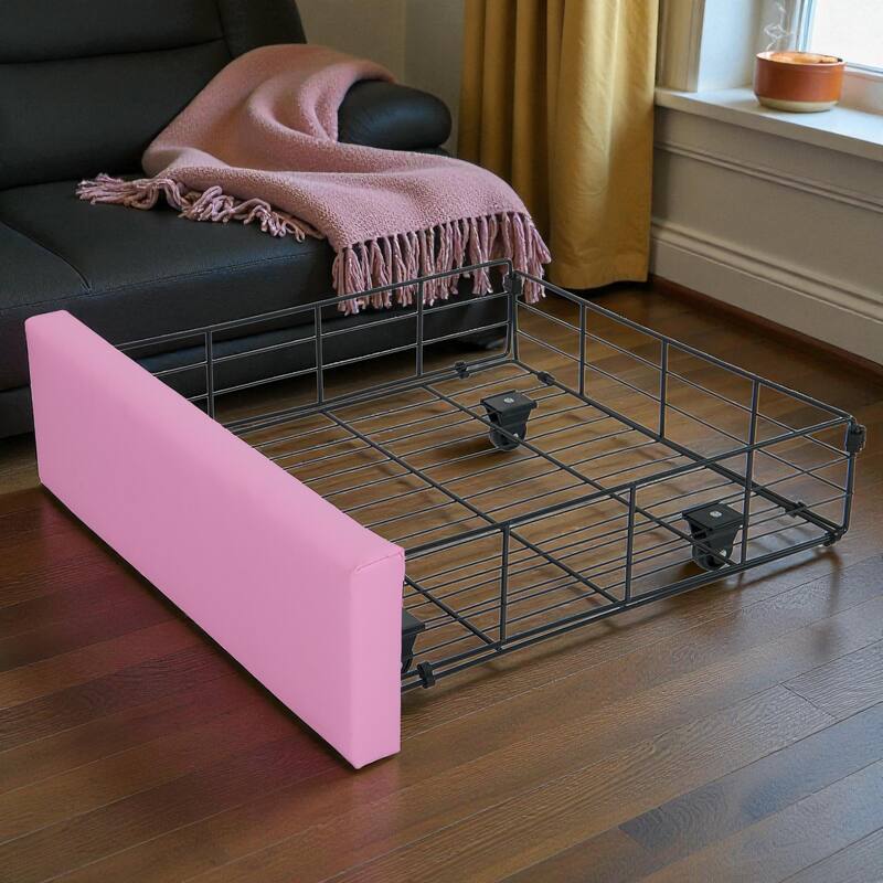 Full Size Upholstered Princess Bed with LED Lights and Crown Headboard, Platform Bed Frame with 2 Drawers and Slats