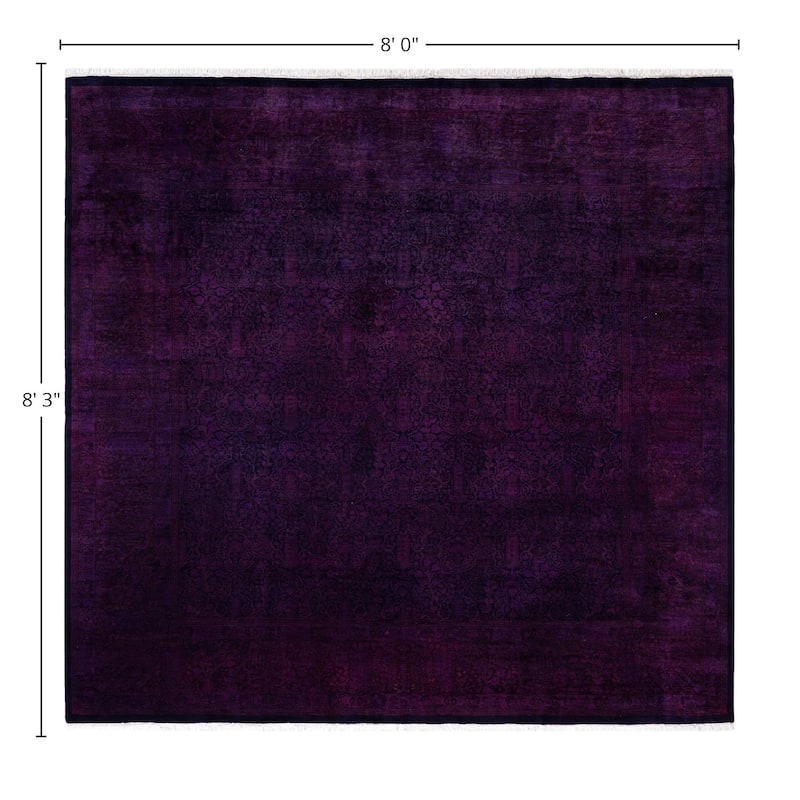 Overdyed One-of-a-Kind Hand-Knotted Area Rug - Purple - 8' 0" x 8' 3"