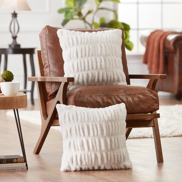 Chanasya Ruched Faux Fur Throw Pillow Cover Set of 2 Bed Bath Beyond 35187440