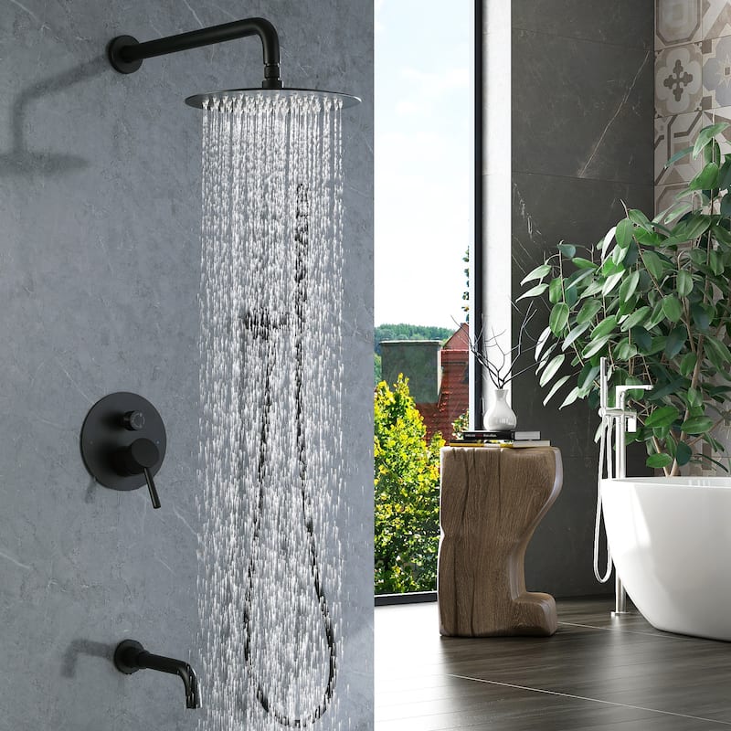 Complete Pressure Balanced Rain Shower System with Tub Spout