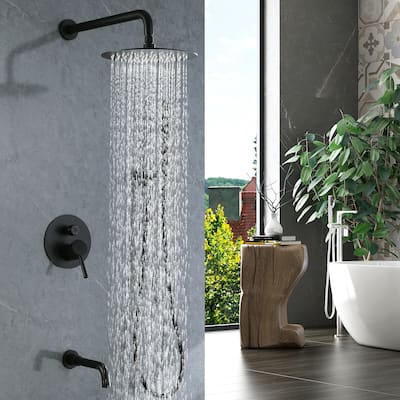 Complete Pressure Balanced Rain Shower System with Tub Spout