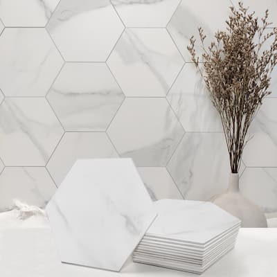 Bex Peel and Stick Stone-Look Hexagon Backsplash Wall Tiles (6.5 Sq Ft/30 pcs box)