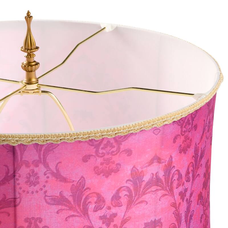 Bibi River of Goods Fuchsia Pink Drum Shade Geometric Glass 30.5-Inch Table Lamp - 17" x 17" x 30.5"