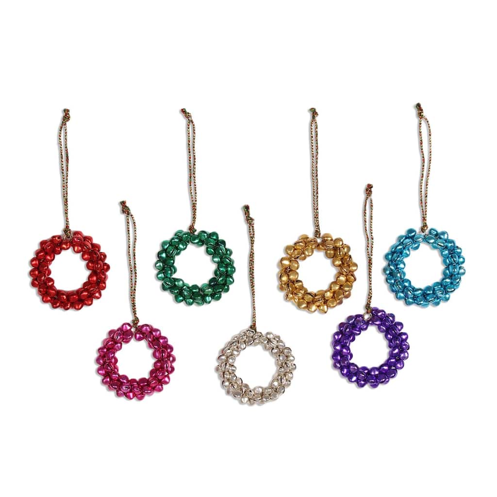 NOVICA Jingling Wreaths, Steel ornaments (set of 7)