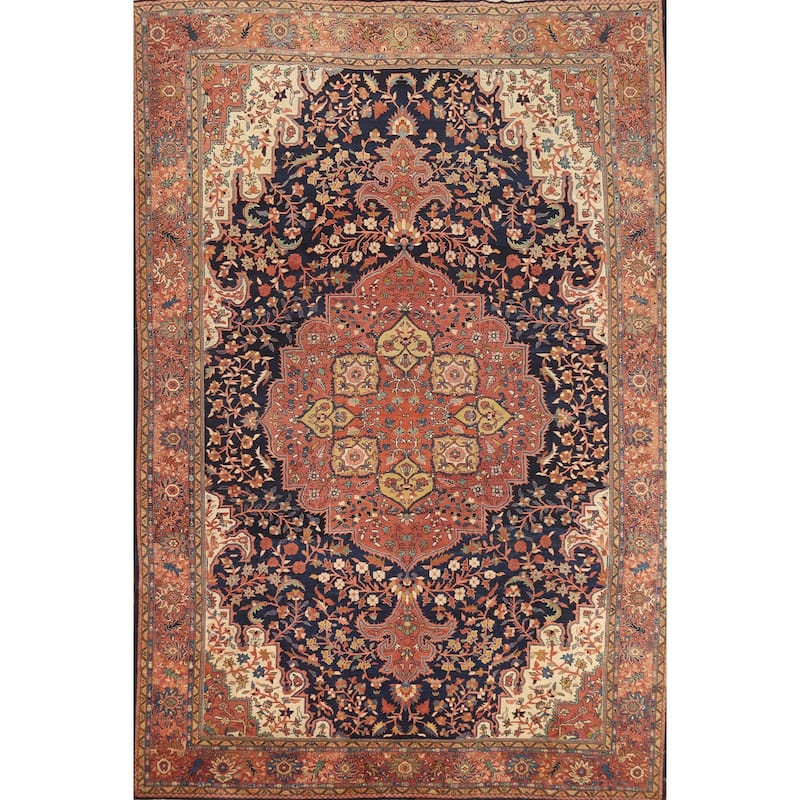 Vegetable Dye Sarouk Farahan Persian Area Rug Hand-Knotted Wool Carpet - 9'1"x 12'6"