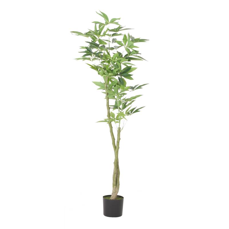 Leso Artificial Pachira Money Plant Hand Shaped Green Leaves 63 Inch