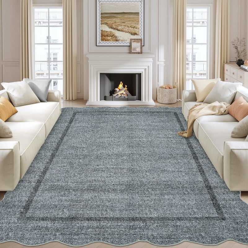 Garvee Scallop Solid Washable Area Rug