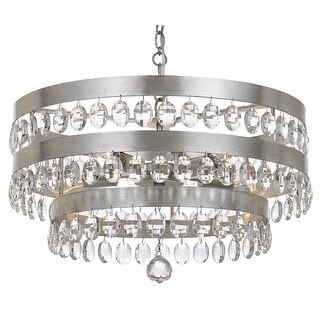 Perla 5 Light Antique Silver Chandelier - 22'' W x 14.25'' H