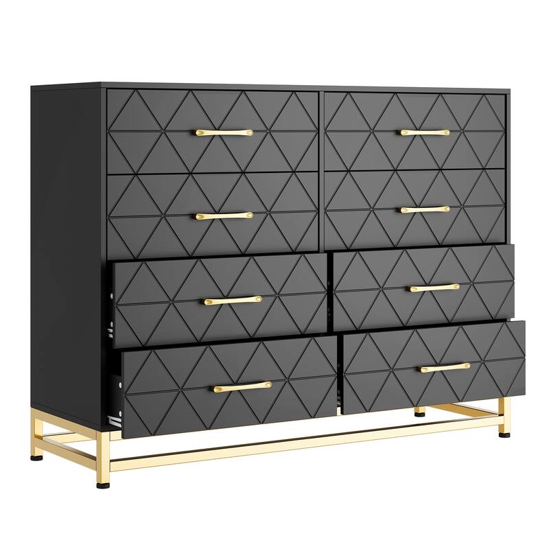 8 Drawer Dresser with Metal Handles for Bedroom