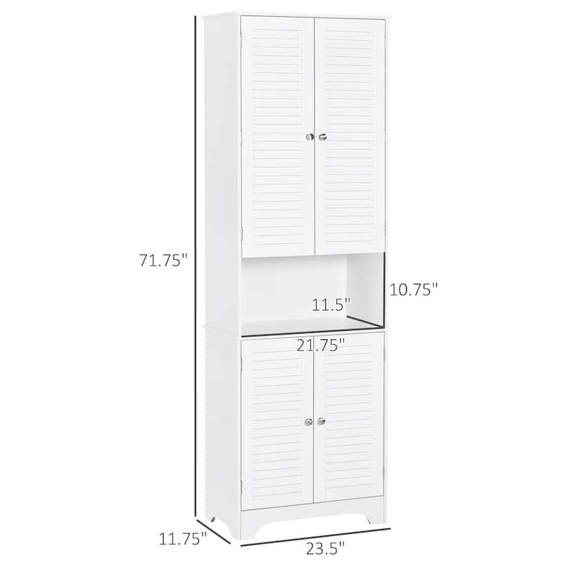White Tall Slim Multi-Shelf Bathroom Storage Cabinet with Adjustable Shelves for Kitchen or Laundry Room