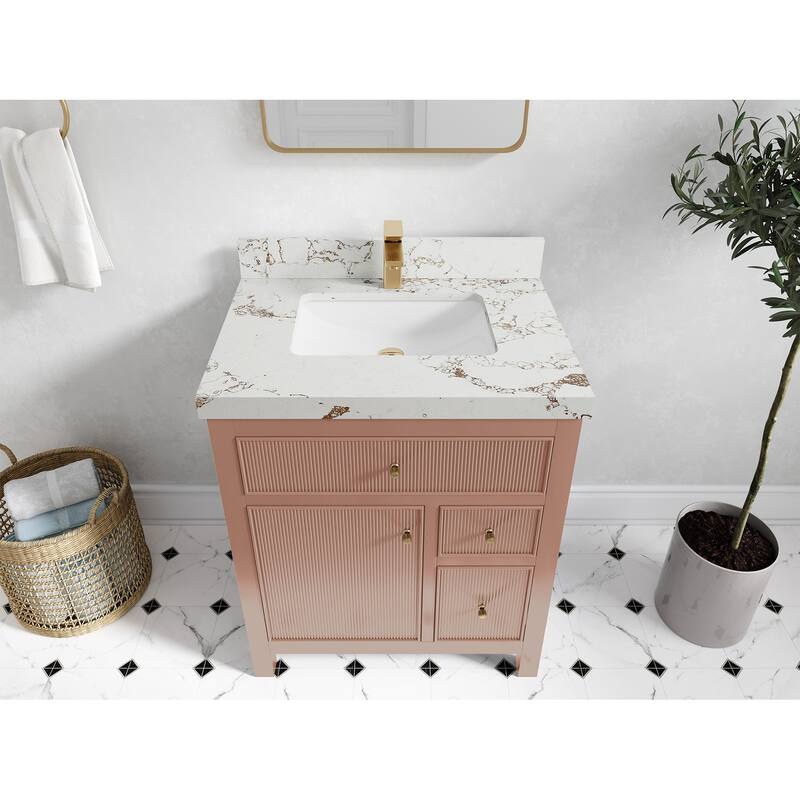 Willow Collections 30 in W x 22 in D Sonoma Free Standing Reeded Single Sink Bathroom Vanity with Countertop
