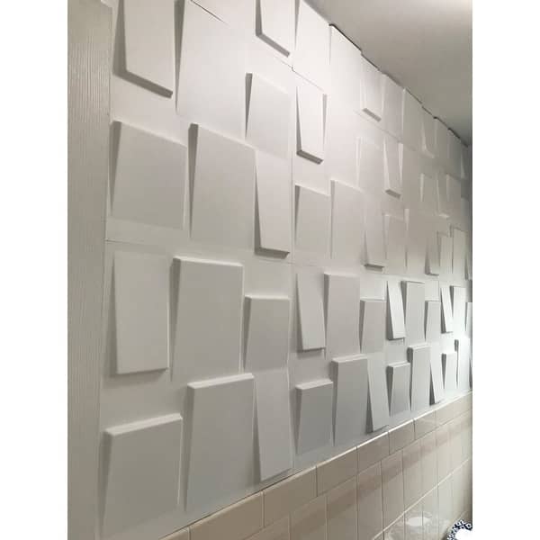 Art3d 3D Wall Panels PVC Slope Design (32 sq.ft) - White A10SK020