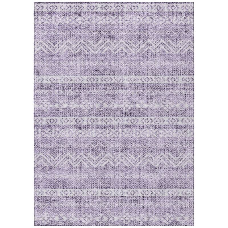 Machine Washable Indoor/ Outdoor Chantille Stripes Boho Rug