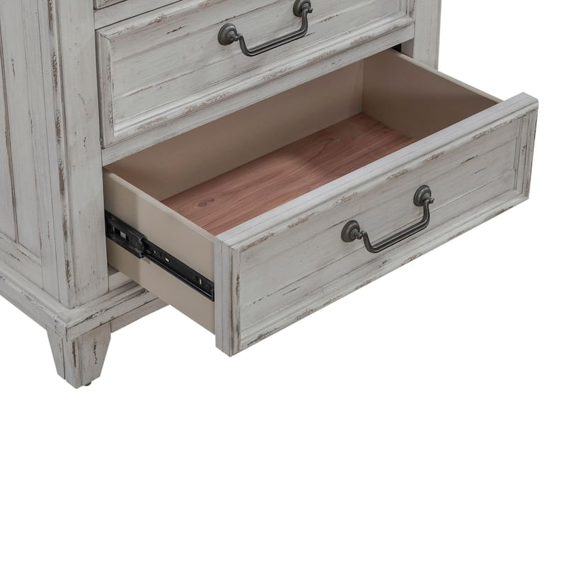 River Place Riverstone White & Tobacco Nightstand with Charging Station
