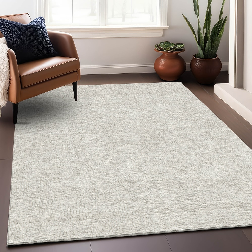 Machine Washable Indoor/ Outdoor Solid Causal Chantille Rug