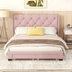 preview thumbnail 2 of 17, Queen Size Upholstered Platform Bed, with Button Tufted Upholstered Headboard and 2 Drawers,