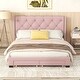 preview thumbnail 2 of 14, Queen Upholstered Platform Bed with Storage Drawers and Strong Wood Frame