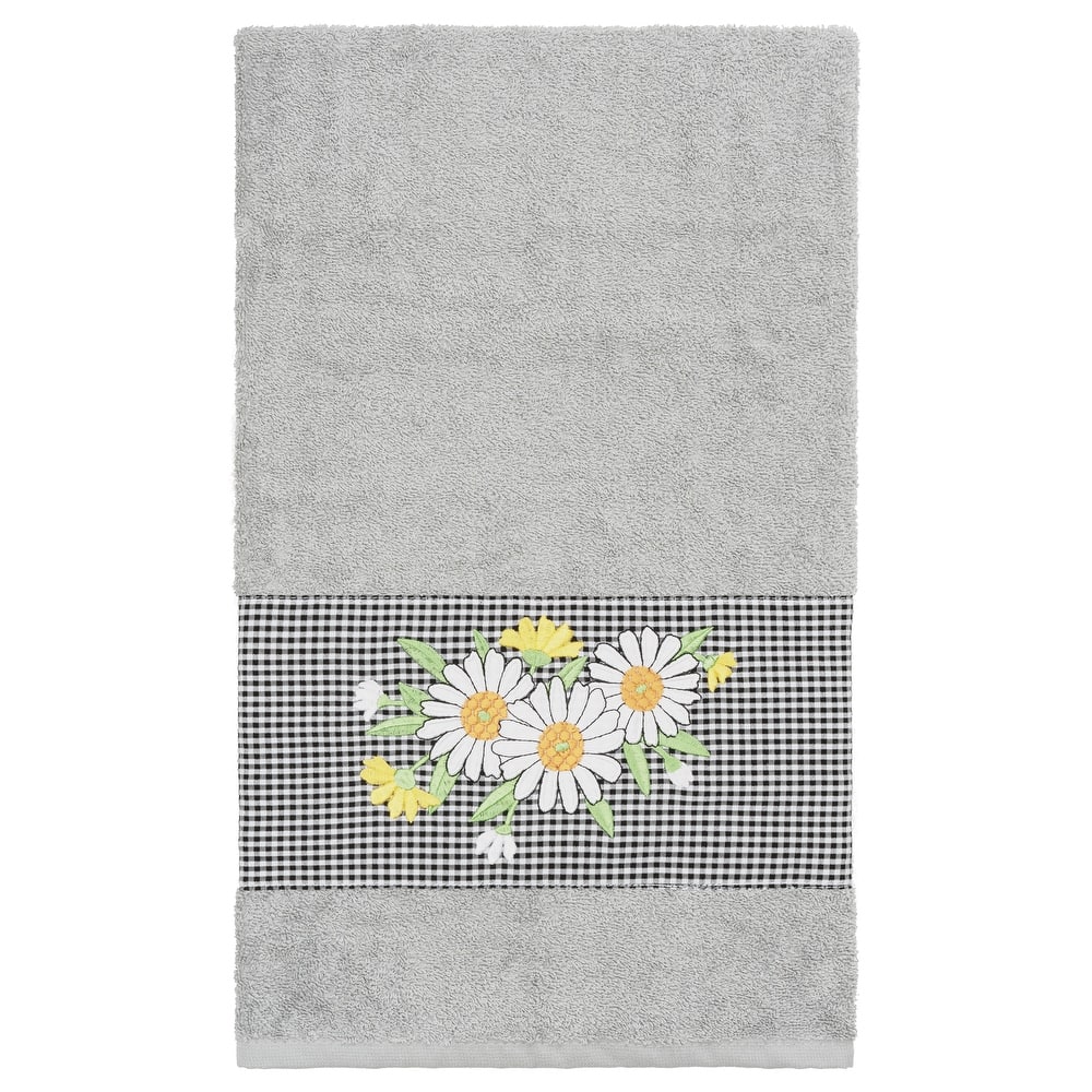 Authentic Hotel and Spa 100% Turkish Cotton Daisy Embellished Bath Towel
