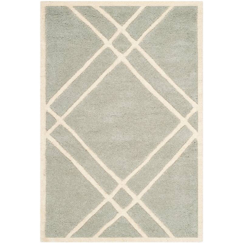SAFAVIEH Handmade Chatham Geronda Modern Moroccan Wool Rug - 2' x 3' - Grey/Ivory