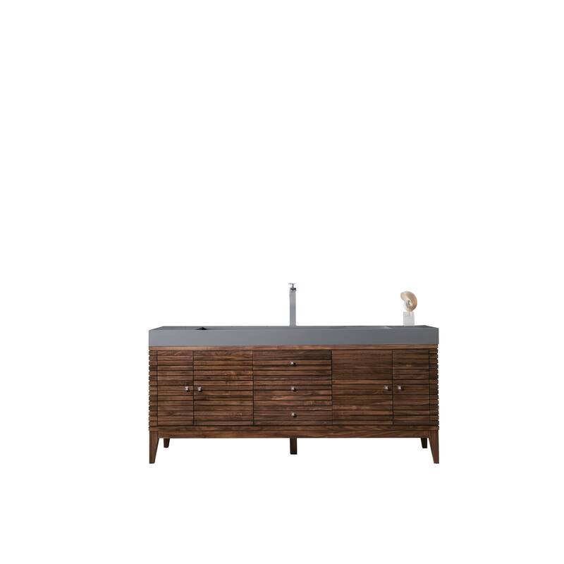 James Martin Vanities Linear 72" Single Vanity, Mid Century Walnut