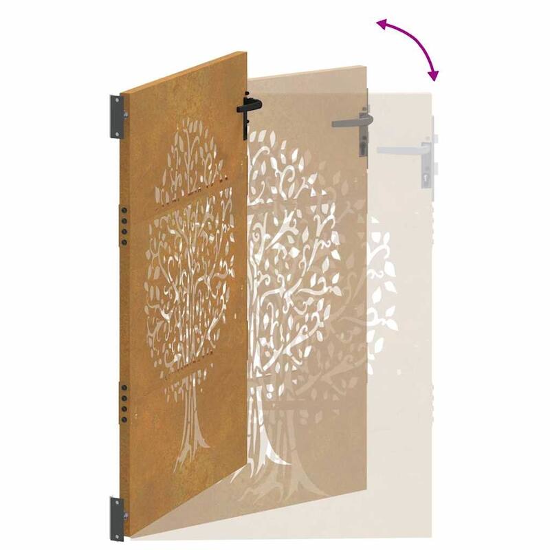 vidaXL Garden Gate Corten Steel Tree Design