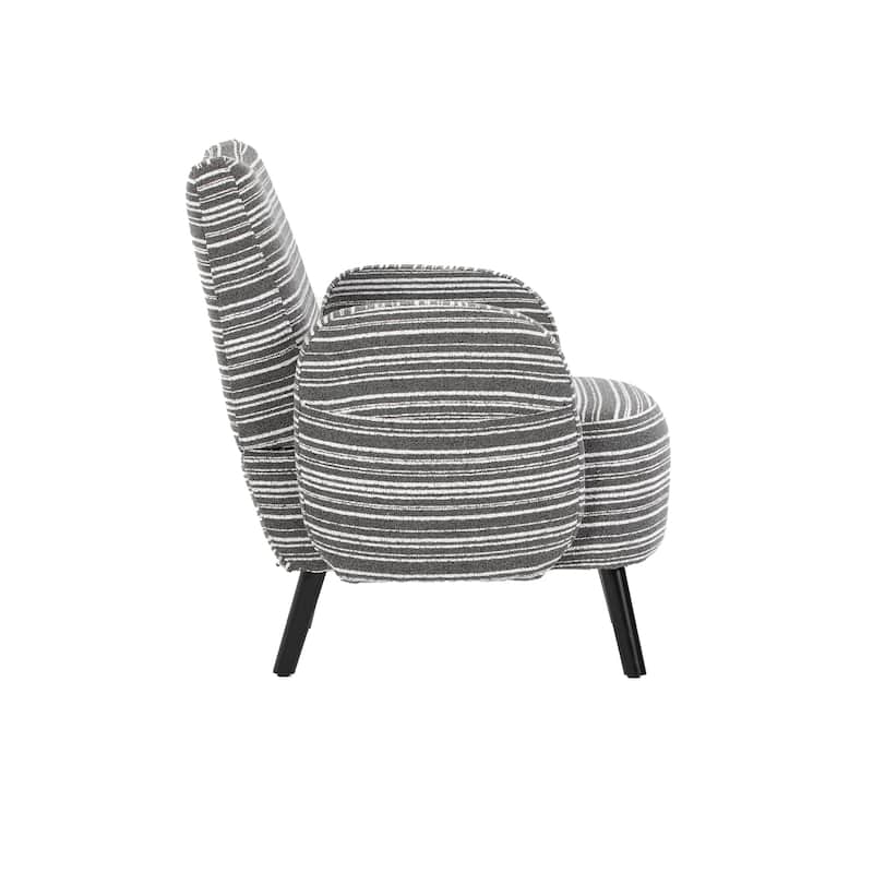 Boucle Upholstered Lounge Armchair, Reading Chair with Side Storage Pocket, Single Sofa Chair with Solid Wood Legs