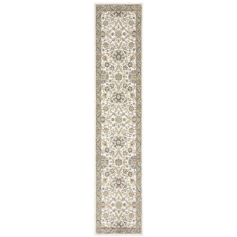 Style Haven Adalynn Vintage Borders Stone Grey/Ivory Traditional Rug