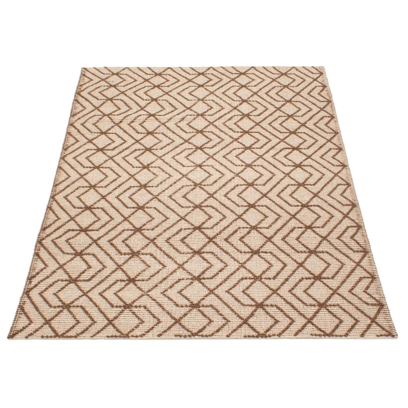 ECARPETGALLERY Braid weave Sienna Brown Wool Rug - 5'0 x 7'7