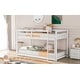 preview thumbnail 3 of 22, Twin Over Twin Floor Bunk Kids Bed Frame with Ladder and Guardrails, White