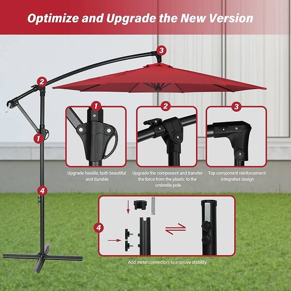 10 ft patio umbrella red WestinTrends Outdoor Solar LED Cantilever and everyday wear Pellebant Outdoor 10 FT Square