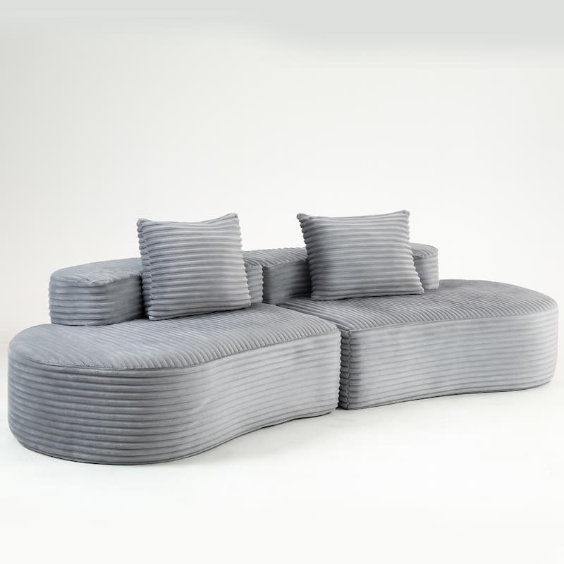 Moon Bay Lounge Couch Curved Sectional Sofa Corduroy Compressed Sofa