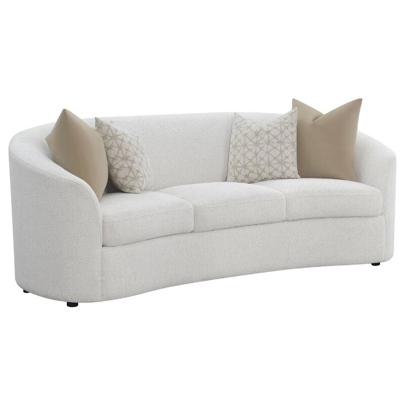 Tia 2pc Living Room Sofa Set with 6 Accent Pillows, White Boucle
