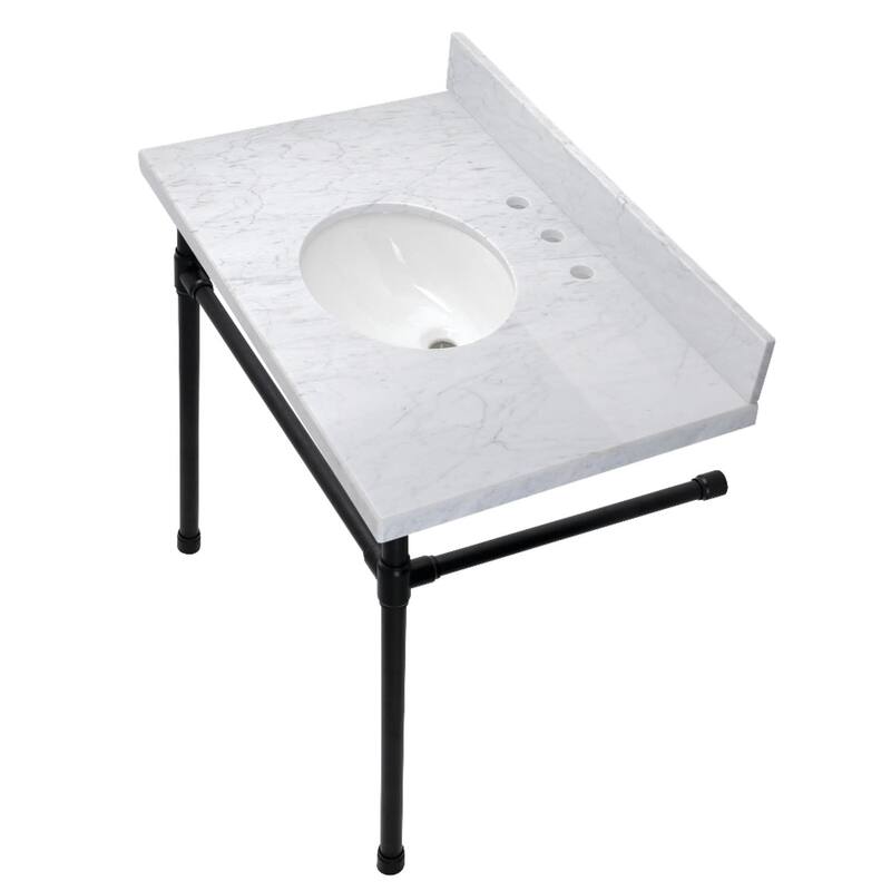 Kingston Brass Dreyfuss 36" Wide Console Sink Set - Marble White / Matte Black